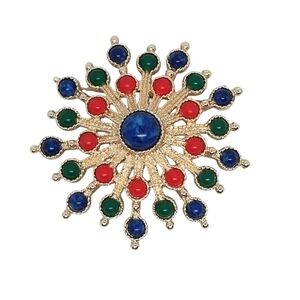 Vintage Sarah Coventry "Carnival" Brooch | Silver Tone Multi-Color Cabochon